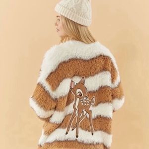 Forever 21 Disney Bambie faux fur sweater cardigan